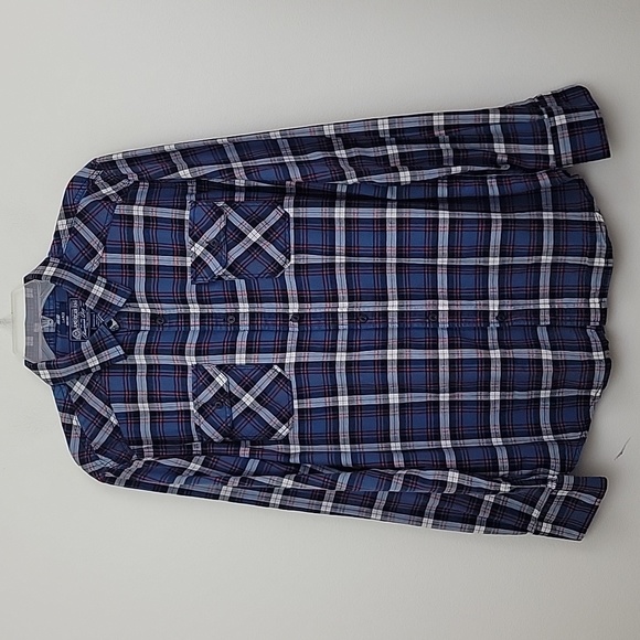 American Rag Blue, Red & White Plaid Cotton Shirt Mens L - Picture 1 of 14